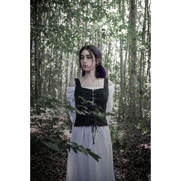 Dame Pirat Renaissance Vest Cosplay Kostume Bonde Livstykke Black X-Large