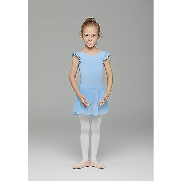 Toddler Flickor Balett Klänningar Leotards Med Kjol Dansklänning Ballerina Tutu Outfit Light blue 130CM