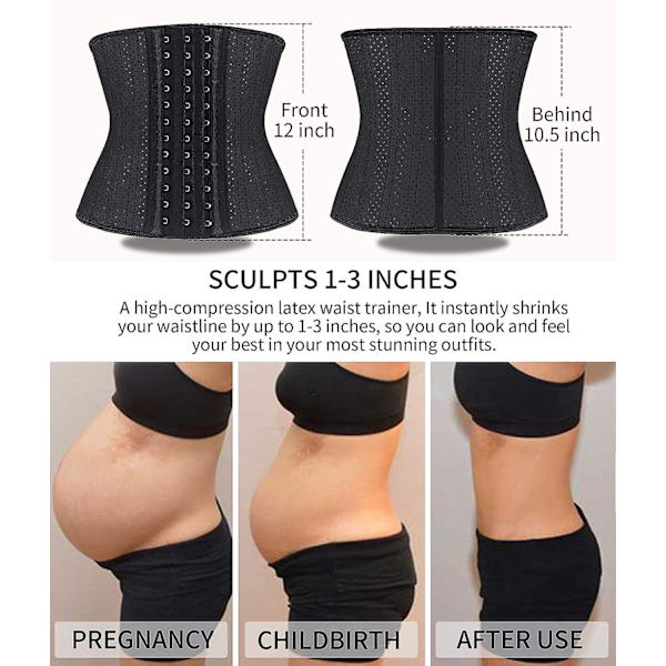 Dame Taljetræner Latex Underbust Stram Pasform BH Sportsbælte Timeglasform M