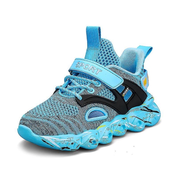 Nya trendiga sneakers för pojkar och flickor, andningsbara löparskor, moderiktiga sportskor 3c907 Blue 30