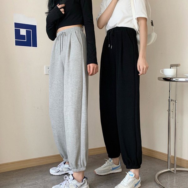 Dame Høy Taljet Baggy Joggebukse Allsidige Bukser Med Lommer Egnet For Shopping og Bruk Black 3XL