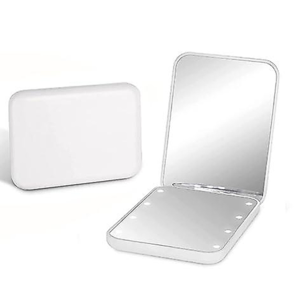 Taskupeili, 1x/3x Suurennus Led Kompakti Matkameikkipeili, Kompakti Peili Valolla, Käsilaukkupeili, Kaksipuolinen, Kannettava, Kokoontaitettava, Kädessä Pidettävä, Pieni White