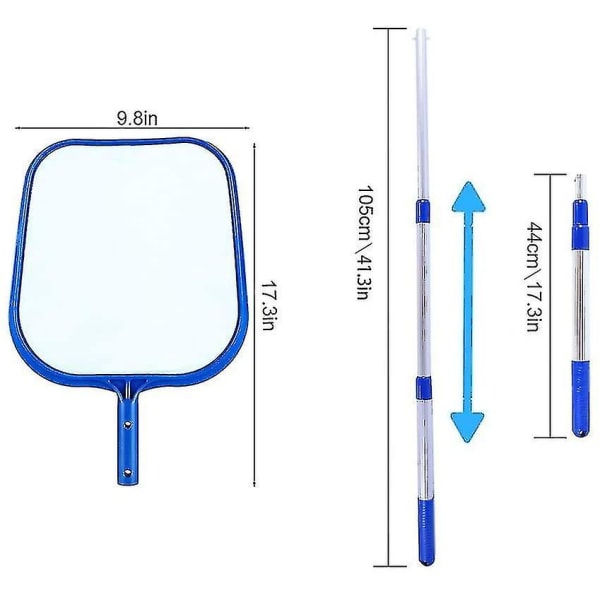 Pool Skimmer Net Med Stång, Pool Net Fint Nät Teleskopisk Stång Lövskimmer Nät För Simbassäng Badtunna Spa Damm Rengöring