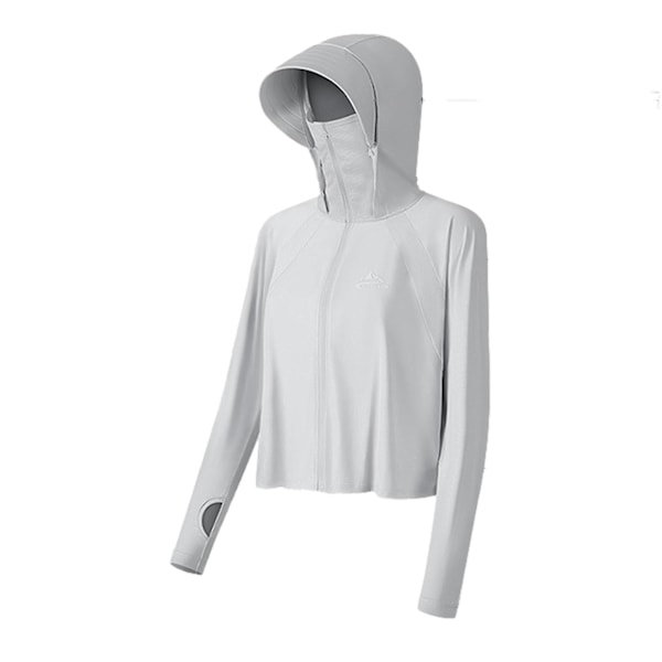 Lös Hooded Mask Solskyddskläder Andningsbara Mjuka Långärmade Kläder För Sportaktiviteter Gray Classic