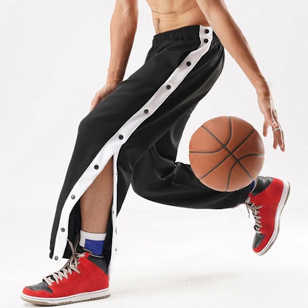 Herr Mid-rise Knappar Byxor Splicing Basket Träning Sweatpants Grey L