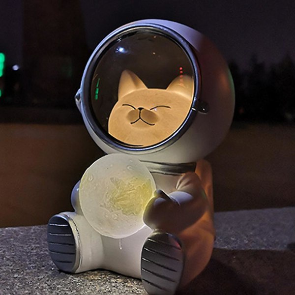 Söt Astronaut Nattljus Creative Resin Bordsskiva Dekoration För barns födelsedagspresent Kitten