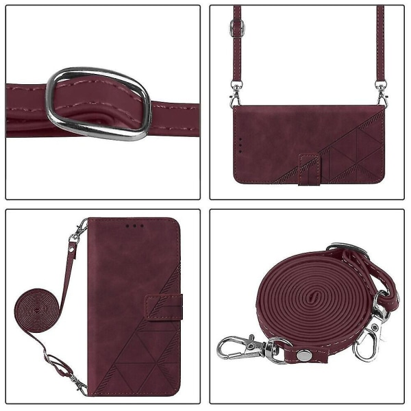 Kotelo iPhone SE 2020/ 8/ 7 -puhelimelle, crossbody-lompakkokotelo, säädettävä irrotettava kaulanauha ja jalusta, nahkainen korttipidike, suojakuori red