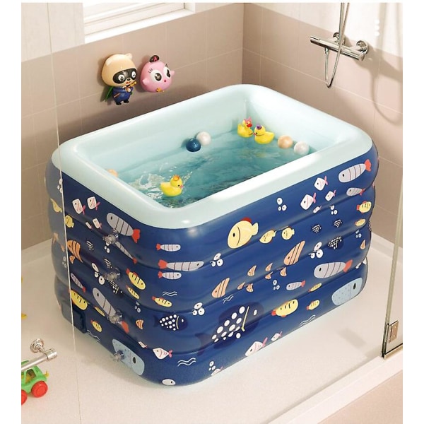 Baby helautomatisk uppblåsbar pool Hushållsbadkar för barn Hink hopfällbar förvaring sommar blue length 1.2M