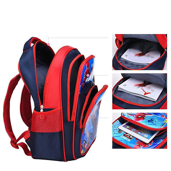 Gutter Ryggsekk Spiderman Trykk Skolesekk Skoleveske med Pennal Red
