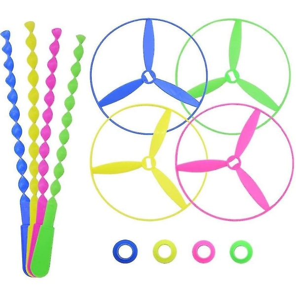 40st Twisty Pull String Flygande tefat Spinning Flying Disc Helikoptrar Leksak Pedagogiska leksaker för barn-stil Slumpmässigt