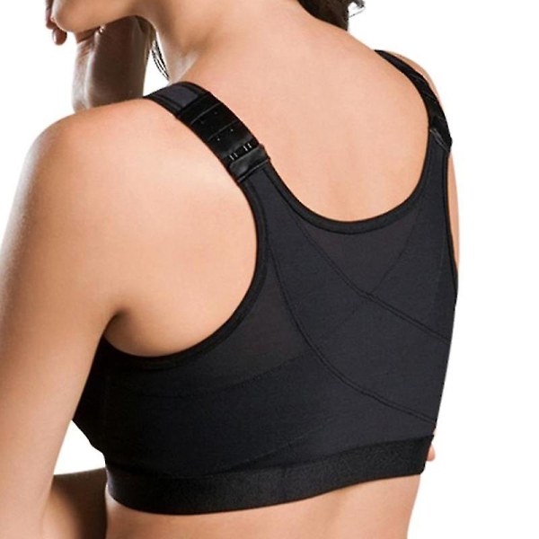 Trådlös hållningsstöd BH Andningsbar frontstängning Underkläder för kvinnor Yoga Sport Black M