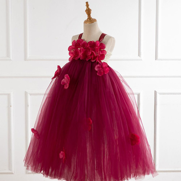 Flickor Prinsessa Klänning Handgjord Tutu Mesh Lång Klänning Karneval Fest Klänning Upp 2 XL
