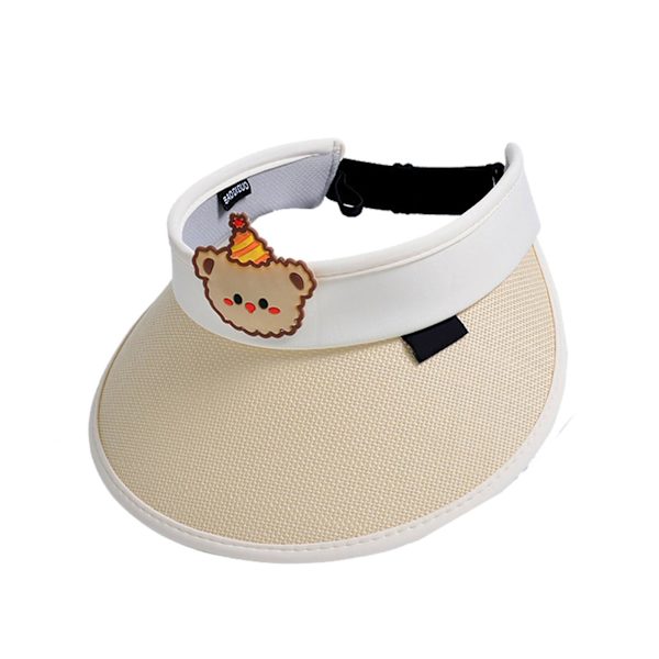 Solhatt med åpen topp og liten vifte for barn, fukttransporterende solhatt for piknik og camping Beige Without Fan