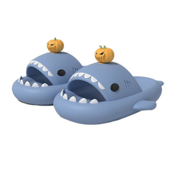 Tiger Figurine Shark Slides Gul Shark Slides Tofflor Super Mjuk Bekväm Anti-halk Pumpkin - Haze Blue 40-41 yards