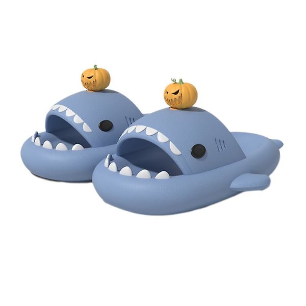 Tiger Figurine Shark Slides Gul Shark Slides Tofflor Super Mjuka Bekväma Anti-halk Pumpkin - Haze Blue 38-39 yards