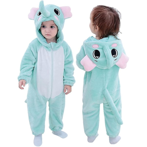 Taaperoikäisen vauvan tiikeri dinosaurus eläin naamiaisasu hupullinen romper haalari Elephant 100