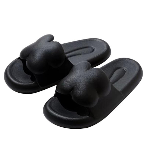 Ensfarvede dameslippers uden gnidning mod fødderne, slippers gave til jul, fødselsdag, nytår Black 36-37