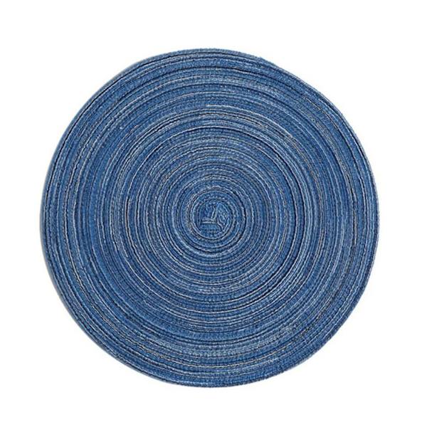 Pyöreät kudotut tabletit, pestävät, liukumattomat ja mukavat pyöreät pöytätabletit kotiin ja juhliin Blue