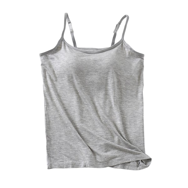Damlinne med inbyggd BH Justerbara Spaghettiband Linne Topp För Kvinnor Formell Vardag Fest Bal Hemp Ash 2XL