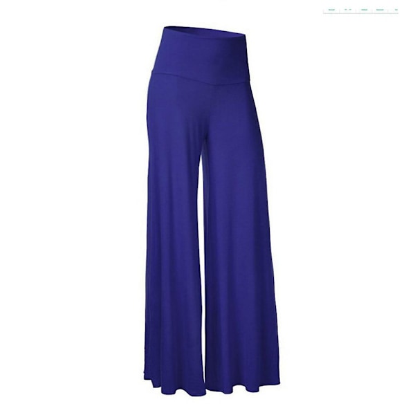 Dam Fit & Flare Enfärgade Palazzobyxor Mjuka Andningsbara Vardagsbyxor Full Längd Sommar Sport Gym Dans Yogabyxor Blue 4XL