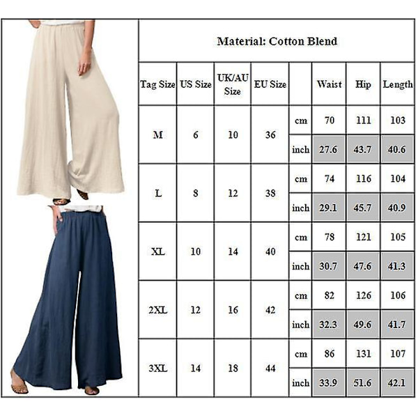 Dame Ensfarvede Elastiske Talje Vide Ben Flared Bukser Sommer Casual Løse Lange Bukser Red XL