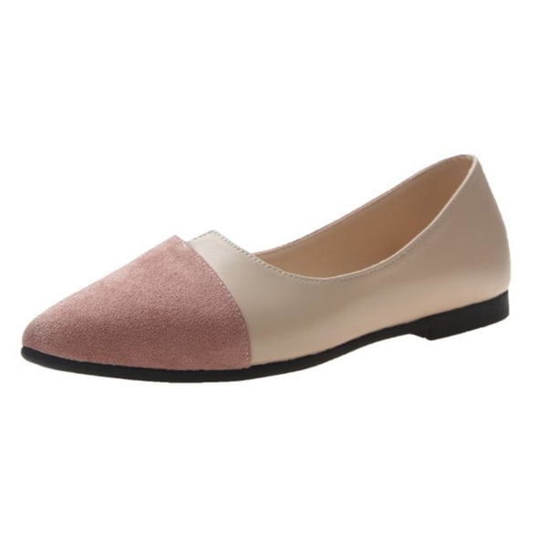 Casual fritidsskor för kvinnor Balett med spetsiga tår Komfort Mjuk Slip On Flats Skor för dagligt bruk Shopping Pink 38