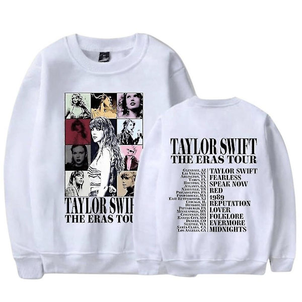 Taylor Swift The Eras Tour Tryck Unisex Sweatshirt Långärmad Crewneck Casual Lös Pullover Toppar Fans Gåvor För Män Kvinnor White S