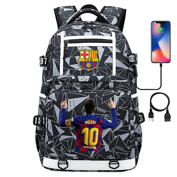 Messi Barcelona printed ryggsäck resväska Student skolväska Vattentät datorväska24