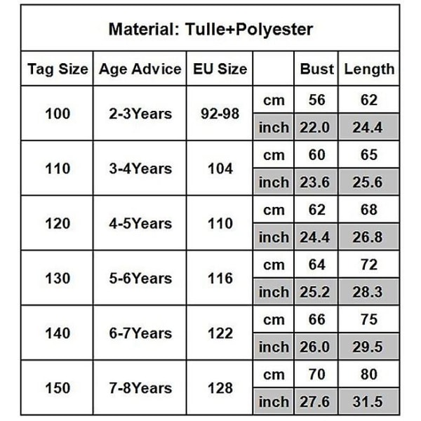 Barn Flickor Paljett Prinsessan Tutu Klänning Bröllop Formell Fest Ärmlösa Tyllklänningar Gold 5-6 Years