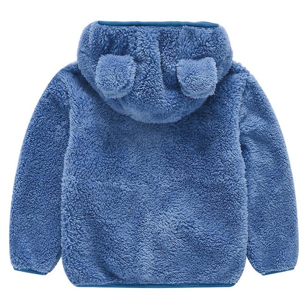 Toddler Barn Teddy Bear Huvjacka Fluffy Fleece Varm Zip Up Coat Ytterkläder Blue 2-3 Years