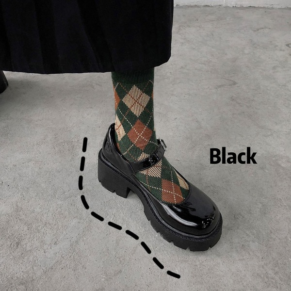 Daglig Uniform Plattformsko Sklisikre Sko Med Mykt Skinn For Camping Innendørs Gåing Black 39