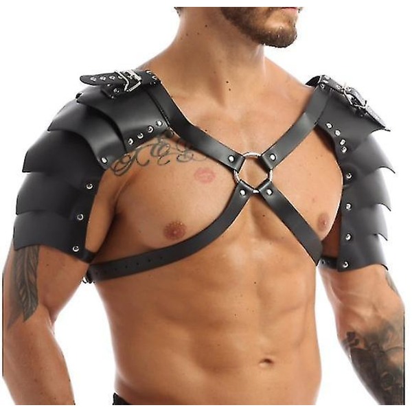 Sele Herre Steampunk Gotisk Pu Læder Dobbelt Skulder Rustning Spænder Krops Bryst Sele Bælte Til Fest Cosplay Halloween