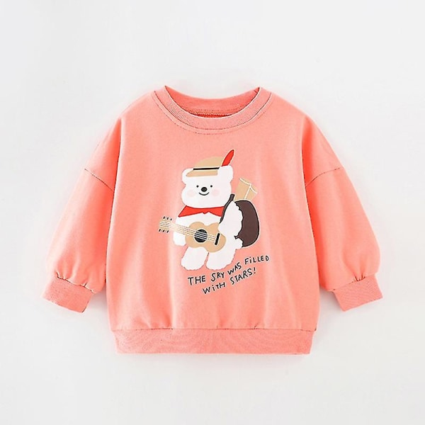 Flickor Tecknad Pullover Girl Sweatshirts Crew Neck Holiday Ribbad Fåll Rund Style-A 120cm