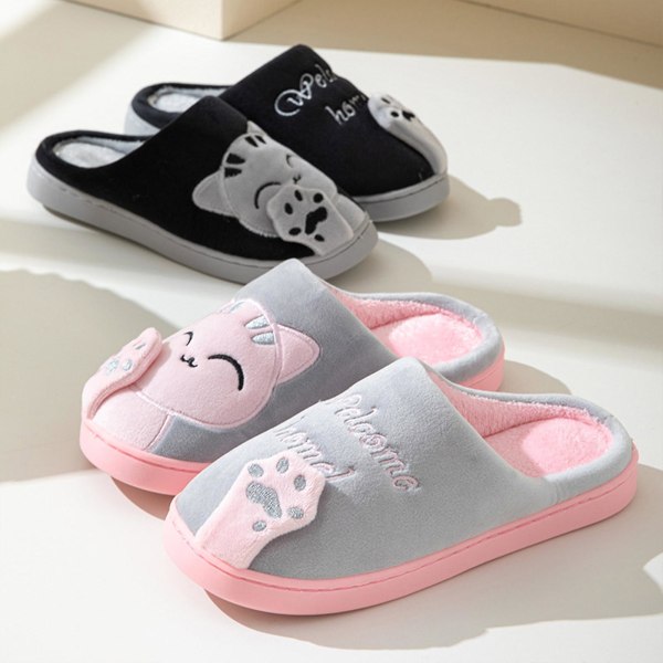 Slip On -tohvelit Lämpimät kotitossut Aikuisille Liukuestepohja Maneki-neko Sandaalit Talviset kotitossut Sisä- ja ulkokäyttöön Dark Blue 38 39