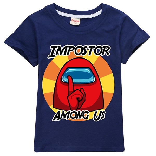 Among Us Spel Tee Kid Boy Kortärmad T-shirt Impostor Crewmate Toppar Navy Blue 2-3 Years