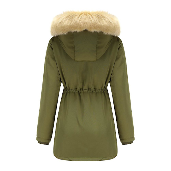 Tykk hetteparkas for kvinner, vindtette fleeceforede jakker med lommer Army Green M