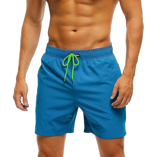 Badbyxor för män med dragkedja Vattentät Torkande Snabbbaddräkt Badshorts med justerbar dragsko-n Electric Blue L