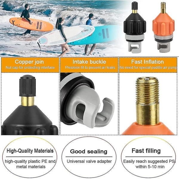 2 st Orange Pumpadapter Svart Kajakadapter Båtpumpadapter Kajakpumpadapter Luftpump Kajak Uppblåsbara Pumpar För Uppblåsbara Båtar K