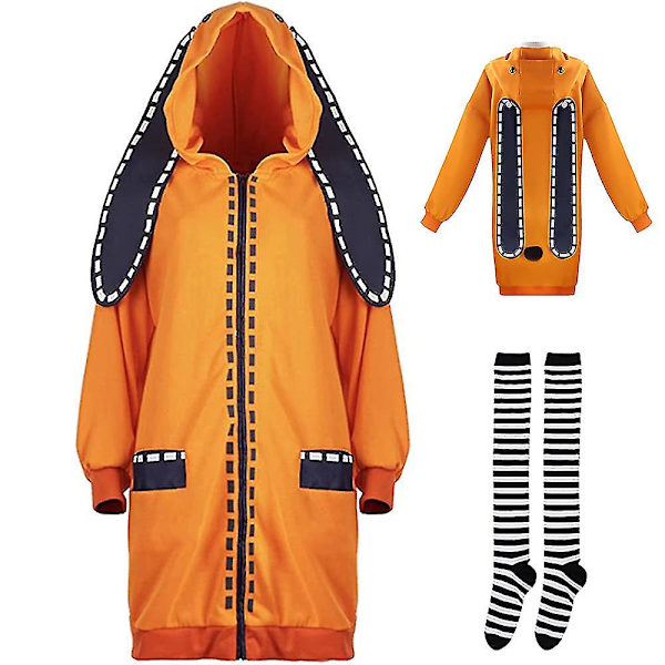 Anime Runa Yomozuki Cosplay Kostym Dam Skoluniform Hoodie Jacka Strumpor Outfit Maskerad Halloween Comic Con Kostym 2XL