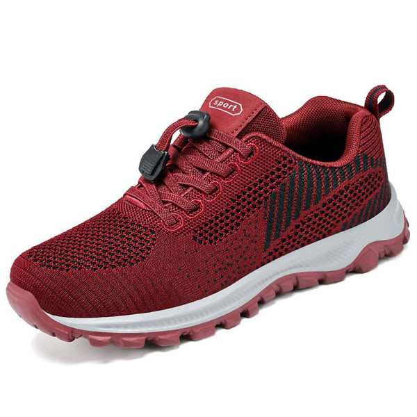 Dame Snøresko Mesh Pustende Casual Løping Fitness Gym Joggesko Myk Såle Gåsko Sportssko Bordeaux 41