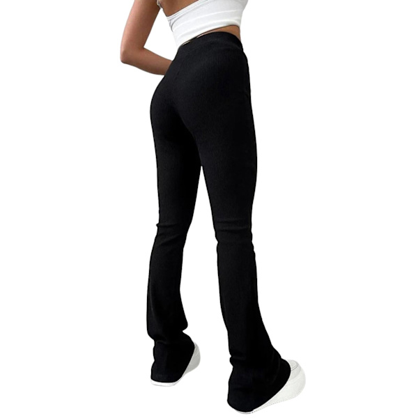 Elastiska Högmidjade Dambyxor Sexiga Utsvängda Punkbyxor Streetwear Lämpliga För Shopping Black M
