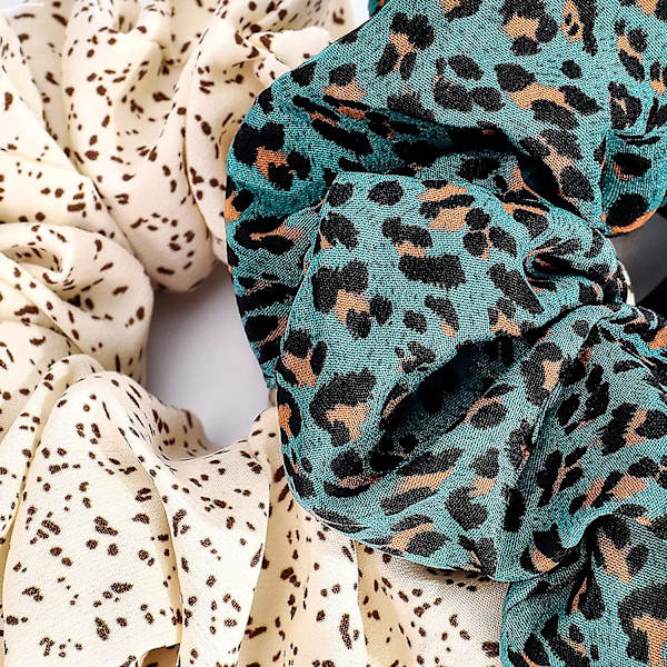 Elastiske Hårelastikker Hår Scrunchies 3-pak (beige, brun, grøn)