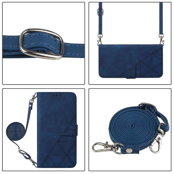 Kotelo iPhone SE 2020/ 8/ 7 -puhelimelle, crossbody-lompakkokotelo, säädettävä irrotettava kaulanauha ja jalusta, nahkainen korttipidike, suojakuori blue
