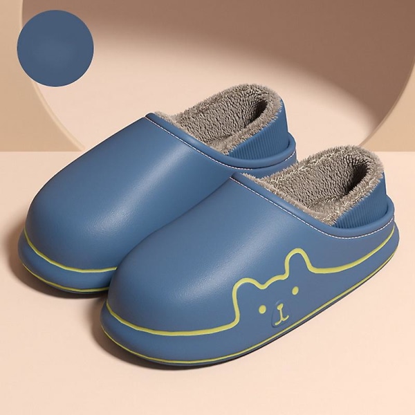 Dame Hjemmesko Nye Vinter Hjemmesko Pige Varm Indendørs Soveværelse Slides Tegneserie Bjørn Bomuldssko Vandtætte Skridsikre Hjemmesko A-navy 42-43(fit size41-42)