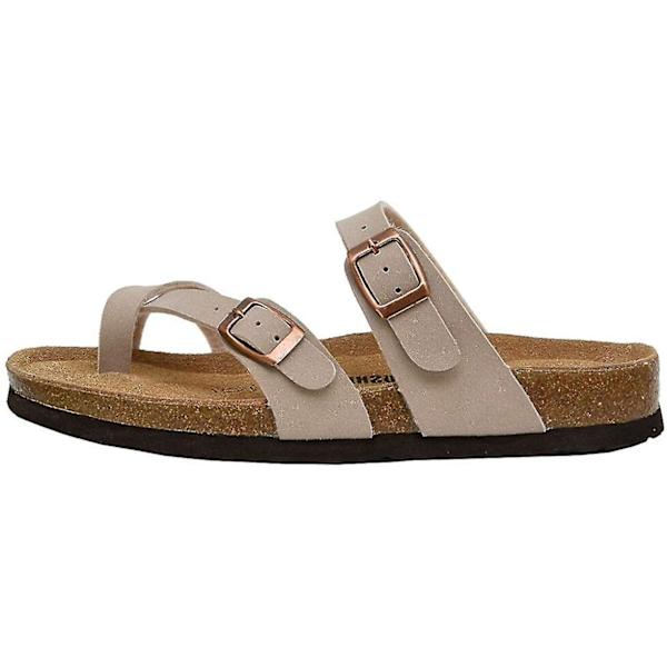 Sandaler med sklisikker såle for kvinner, korkfotseng, justerbare Beige 39