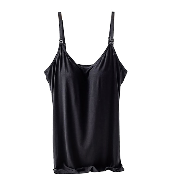 Gravide Kvinner Ammeundertøy Camisole Maternity Justerbare Stropper Innebygd Pad Vest Topp Underskjorte Loungewear Black L