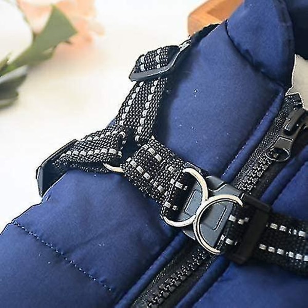 Stor hundjacka med sele Vinter varm hundkläder Vattentät Blue 4XL