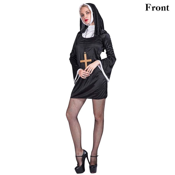 Halloween Nunna Cosplay Puku Hupulla Monikäyttöinen Juhla Cosplay Vaatetus Naughty Nun S
