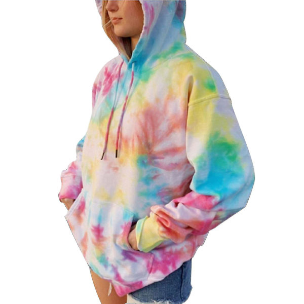Tie Dye Sweatshirt Langærmet Snøre Pullover Toppe Løs Afslappet Sweatshirt Til Multicolour XL