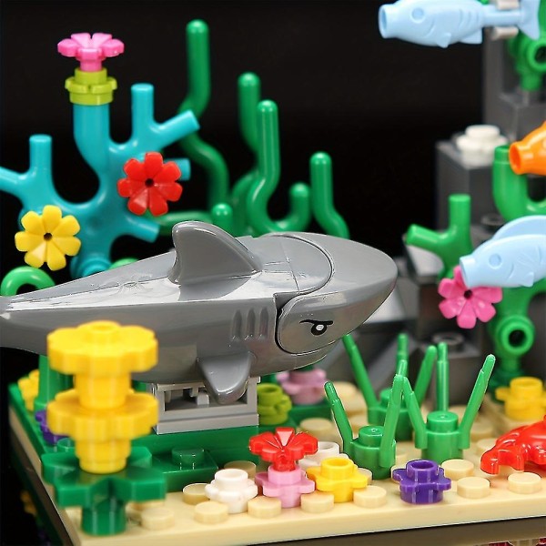 Undervattensvärlden Animal Building Blocks Set Fisk och växt byggstenar Leksaker Barn tidigt pedagogisk leksak